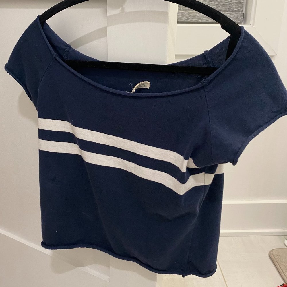 Brandy Melville Blue w/white stripes crop top
